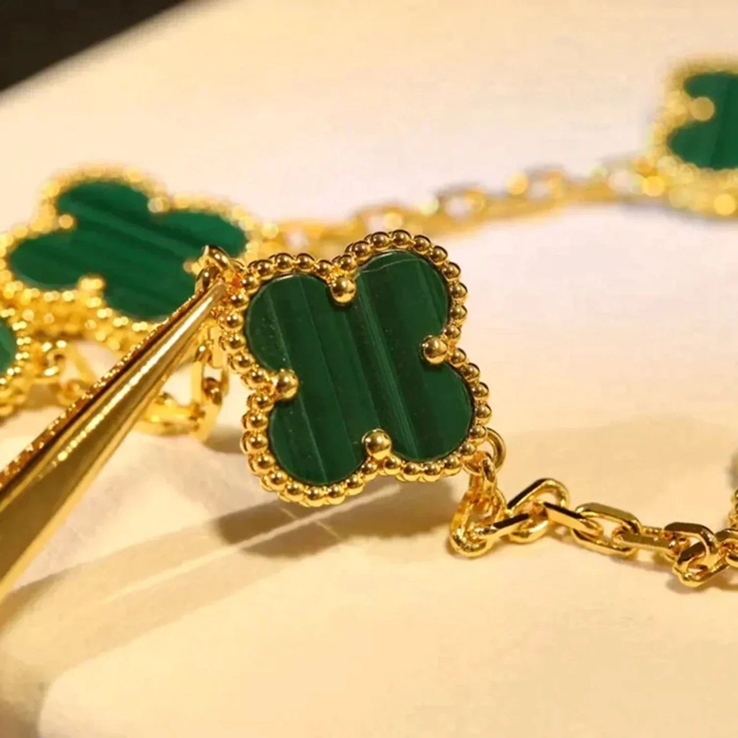 [Love Lucky]CLOVER 5 MOTIFS MALACHIT ARMBAND 