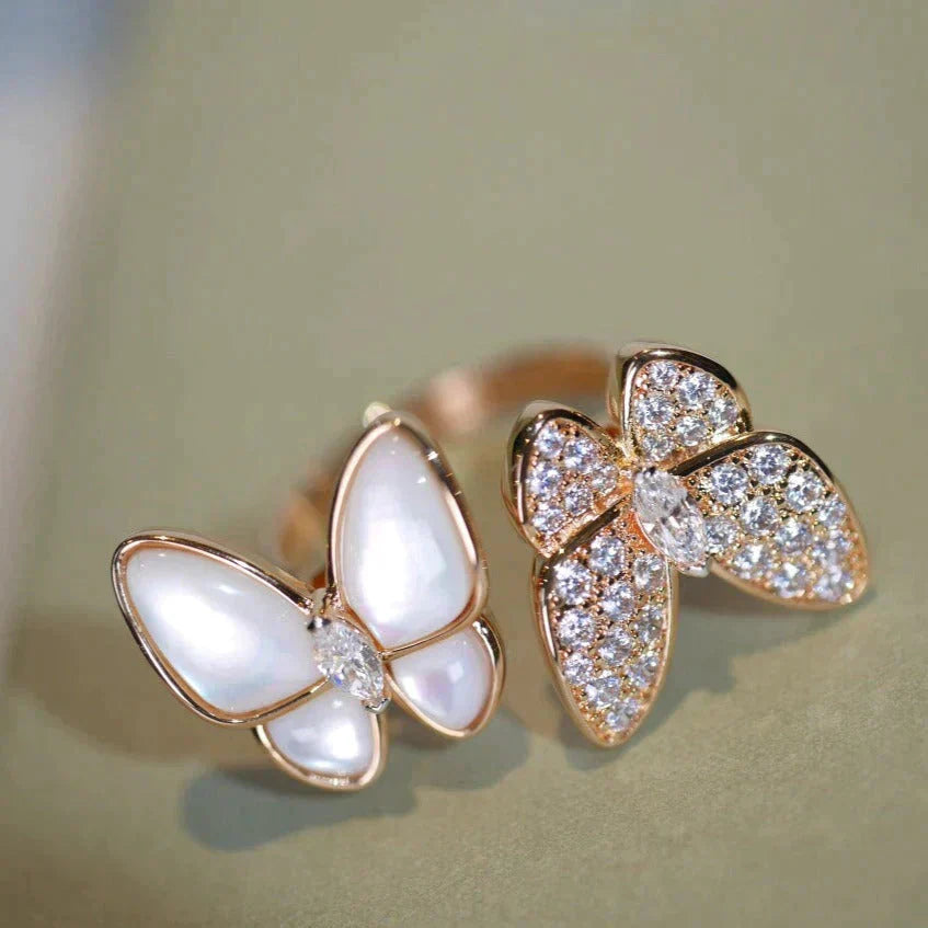 [Love Lucky]TWIN BUTTERFLY DIAMOND MOP RING