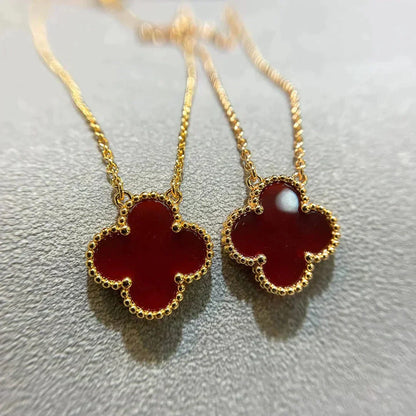 [Love Lucky]CLOVER 15MM KARNEOL EINZELNE BLUMENKETTE