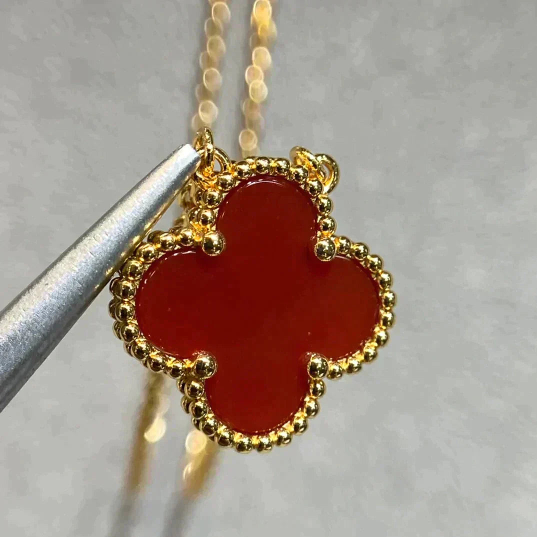 [Love Lucky]CLOVER 15MM KARNEOL EINZELNE BLUMENKETTE