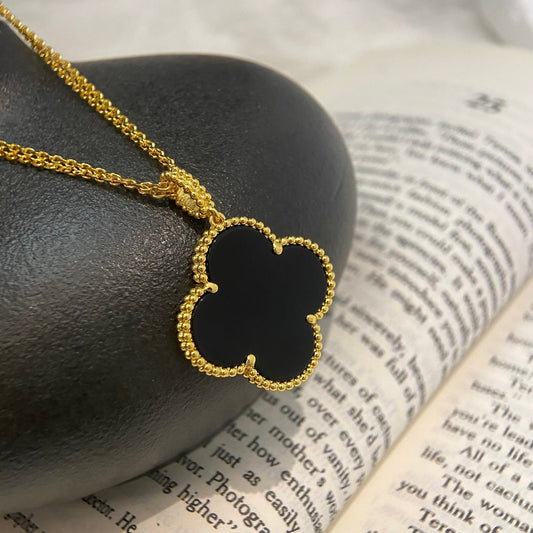 [Love Lucky]CLOVER 25MM HALSKETTE GOLD ONYX