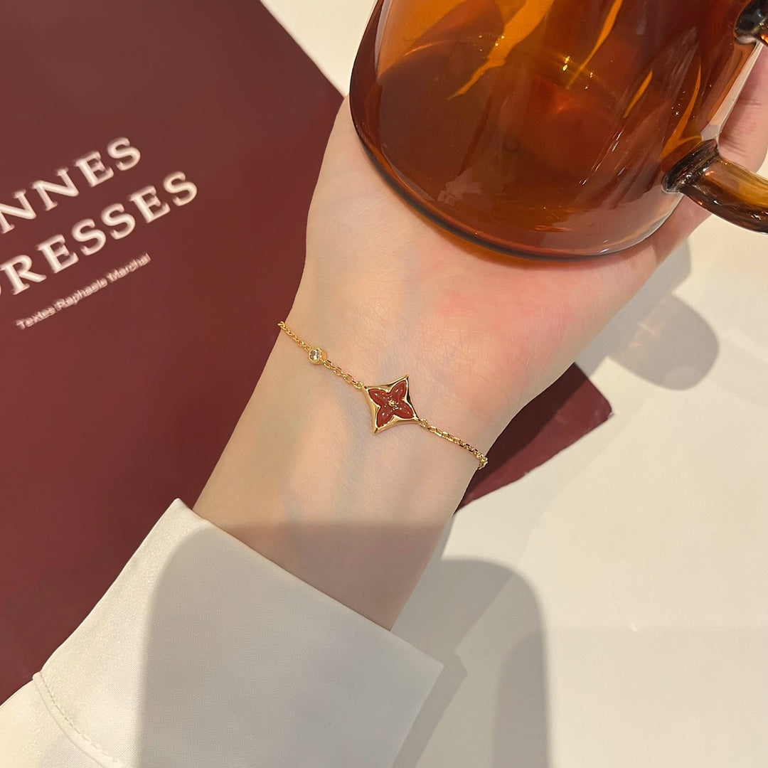 [Love Lucky] COLOR STAR KARNEOL ROSA GOLD DIAMANT ARMBAND
