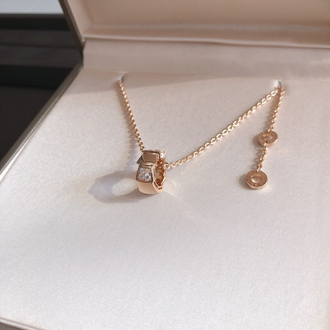 [Love Lucky] SERPENTI ANHÄNGER DIAMANT ROSGOLD HALSKETTE