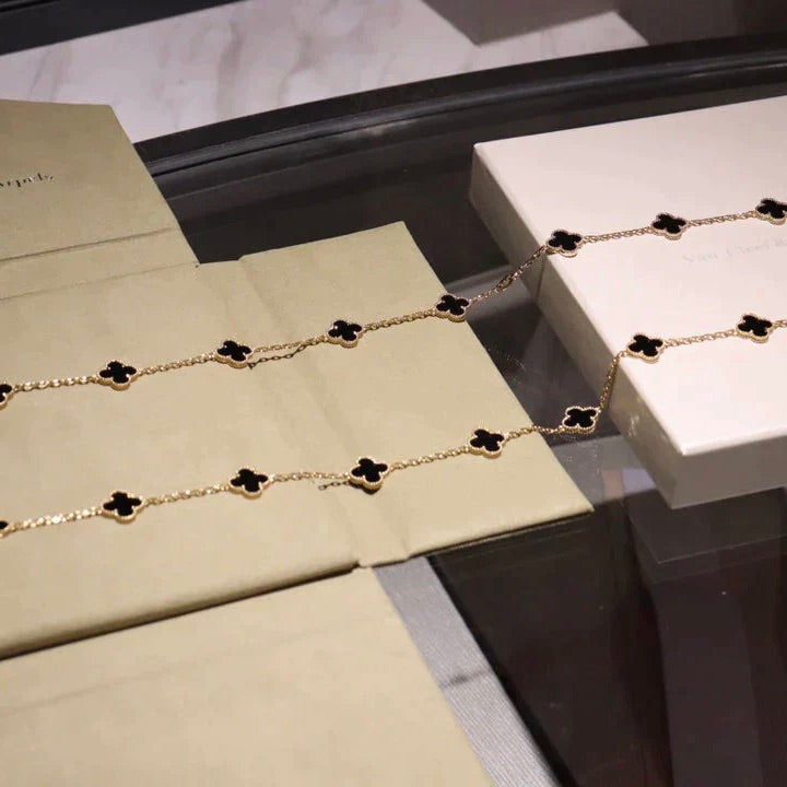 [Love Lucky]CLOVER 20 MOTIFS ONYX NECKLACE
