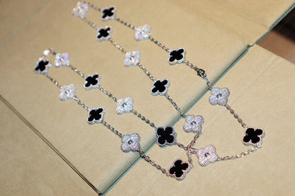 [Love Lucky]CLOVER 20 Motive Onyx Diamant Silber