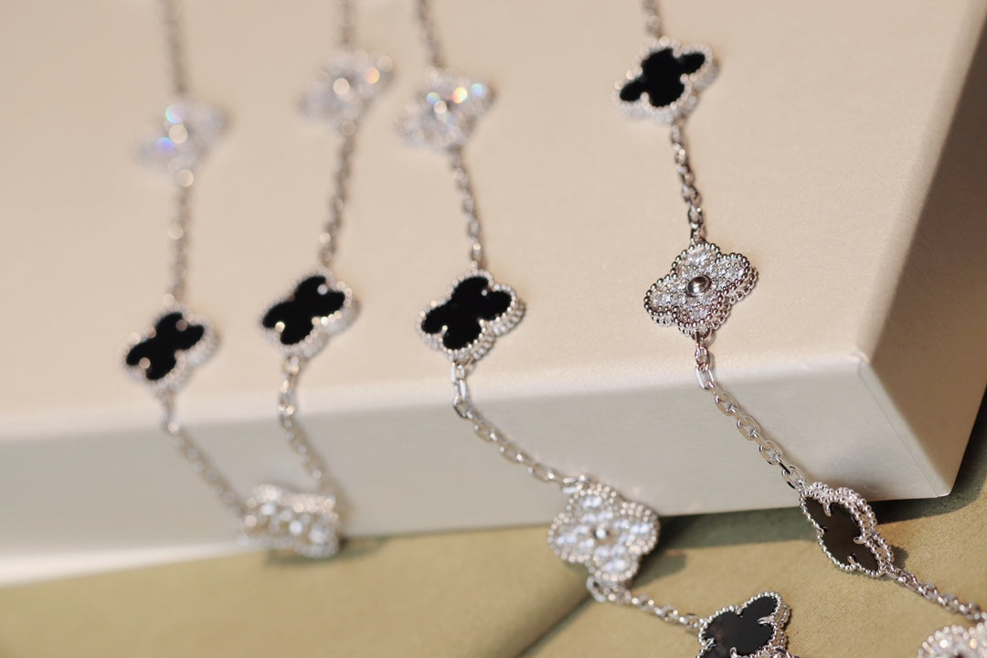 [Love Lucky]CLOVER 20 Motive Onyx Diamant Silber