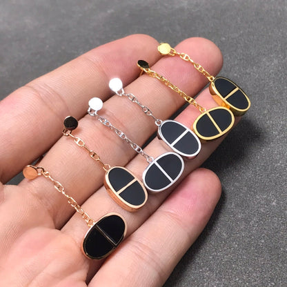 [Love Lucky]CHAINE VERSO BLACK CERAMIC SILVER EARRINGS