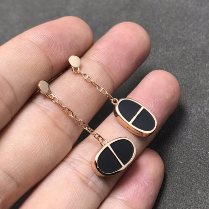 [Love Lucky]CHAINE VERSO BLACK CERAMIC SILVER EARRINGS