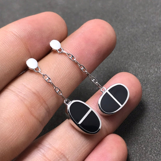 [Love Lucky]CHAINE VERSO SCHWARZE KERAMIK SILBER OHRRINGE