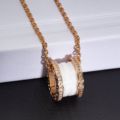[Love Lucky]ZERO 1 WEISSE KERAMIK ROSA GOLD DIAMANT HALSKETTE