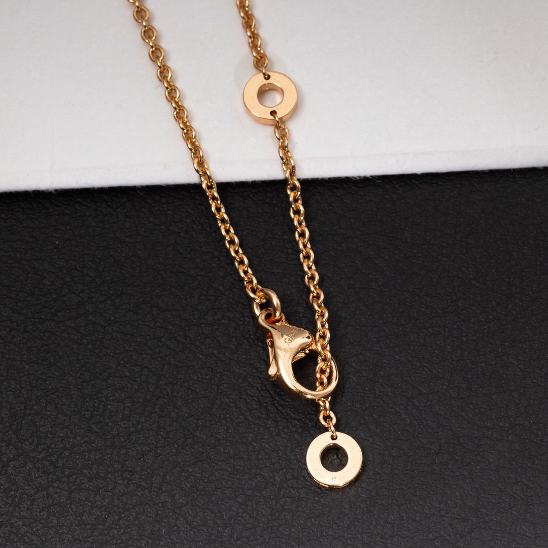 [Love Lucky]ZERO 1 WEISSE KERAMIK ROSA GOLD DIAMANT HALSKETTE