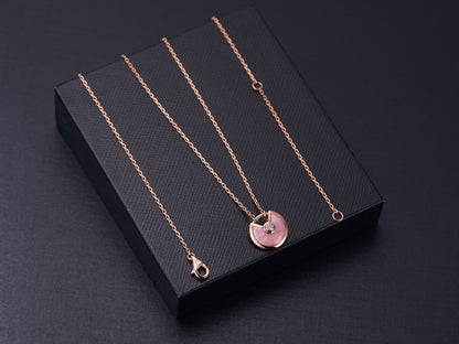 [Love Lucky]AMULETT ROSÉGOLD ROSA MOP HALSKETTE