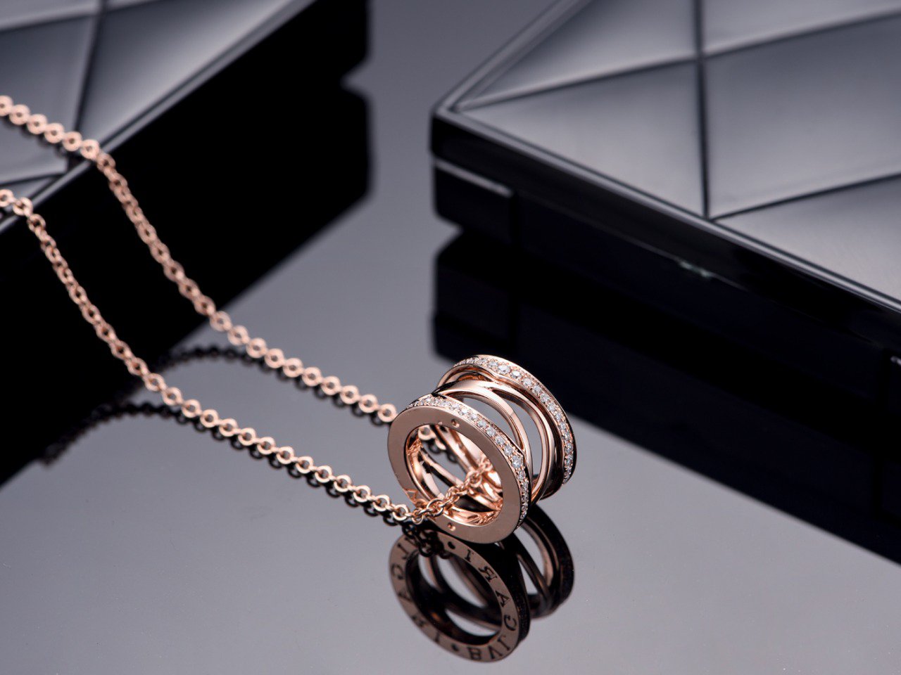 [Love Lucky]ZERO 1 ROSA GOLD DIAMANT OFFENE HALSKETTE