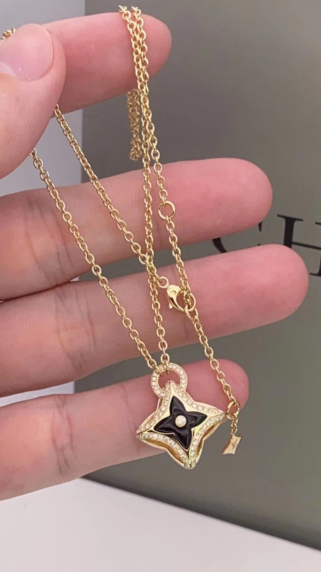 [Love Lucky] Stern Anhänger Roségold Diamant Halskette
