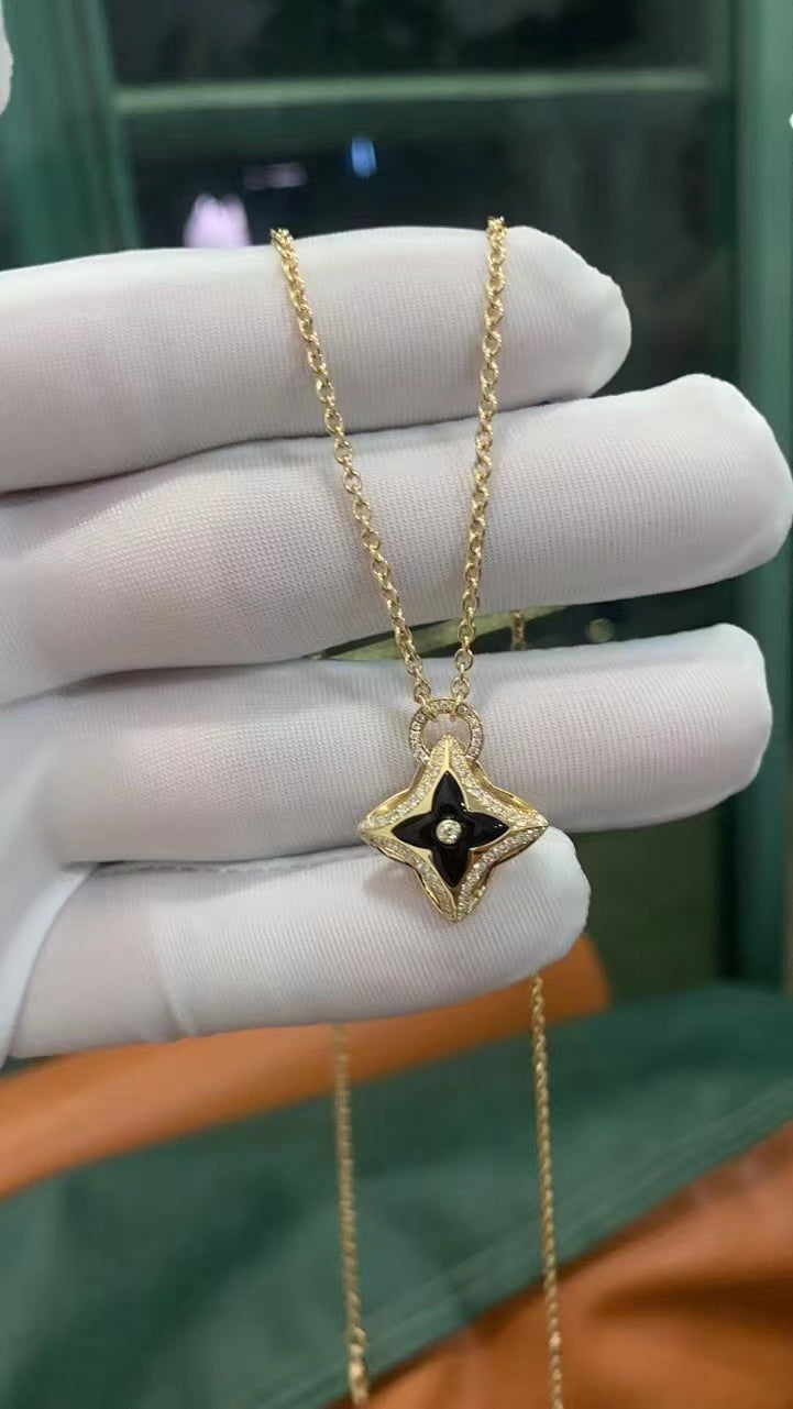 [Love Lucky] Stern Anhänger Roségold Diamant Halskette
