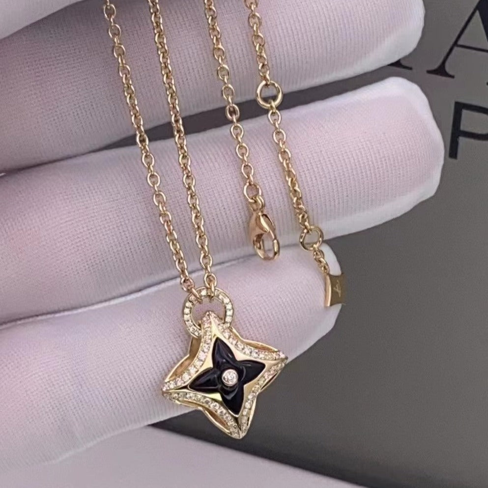 [Love Lucky] Stern Anhänger Roségold Diamant Halskette