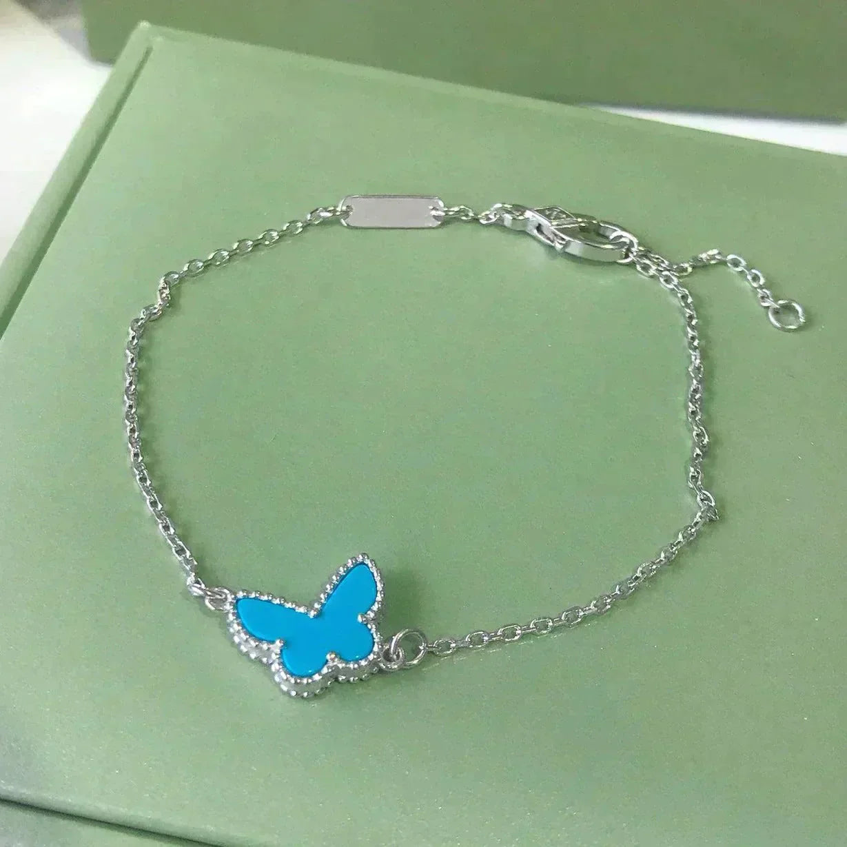 [Love Lucky] SCHMETTERLING TÜRKIS SCHMETTERLING ARMBAND SILBER