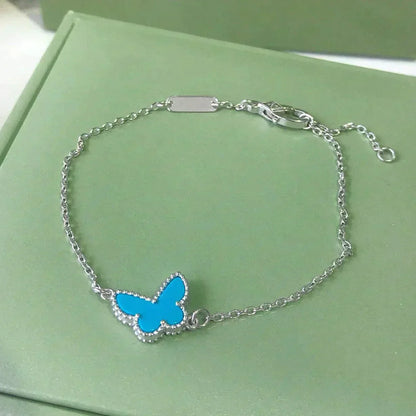 [Love Lucky] SCHMETTERLING TÜRKIS SCHMETTERLING ARMBAND SILBER