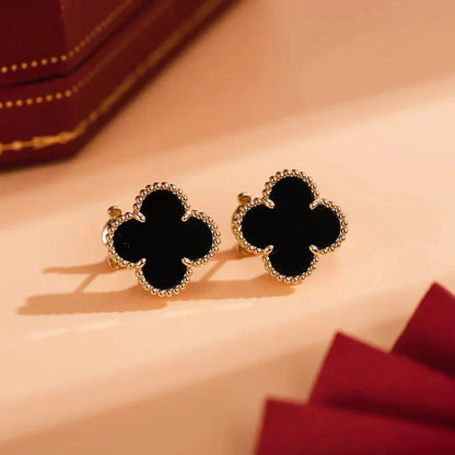 [Love Lucky]CLOVER MEDIUM 1 MOTIVE ONYX OHRSTECKER