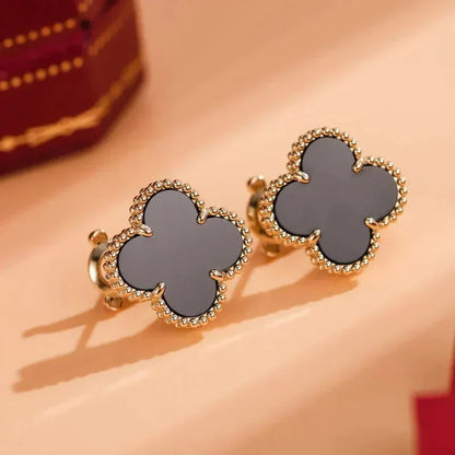 [Love Lucky]CLOVER MEDIUM 1 MOTIVE ONYX OHRSTECKER