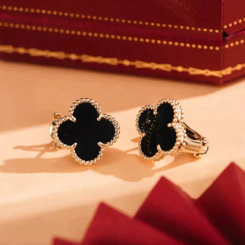 [Love Lucky]CLOVER MEDIUM 1 MOTIVE ONYX OHRSTECKER