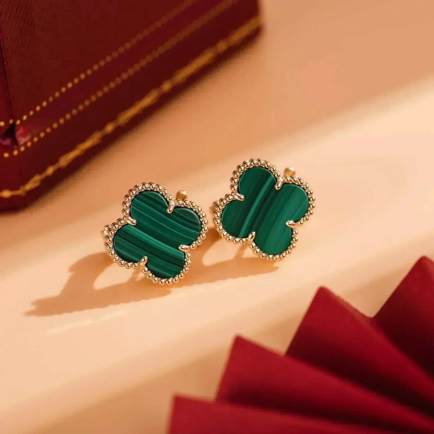 [Love Lucky]CLOVER MEDIUM 1 MOTIFS MALACHIT OHRRINGE