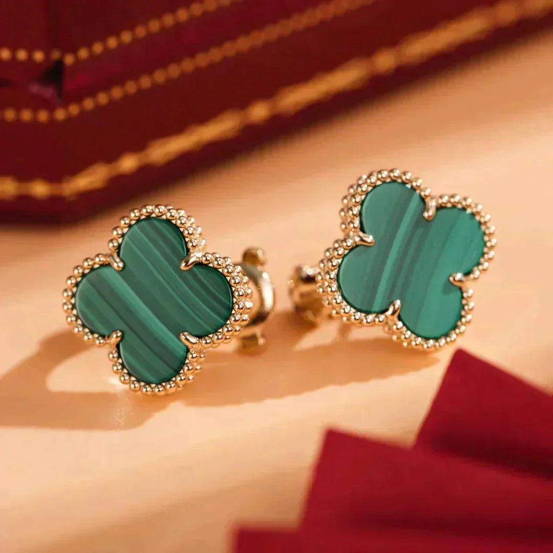 [Love Lucky]CLOVER MEDIUM 1 MOTIFS MALACHIT OHRRINGE