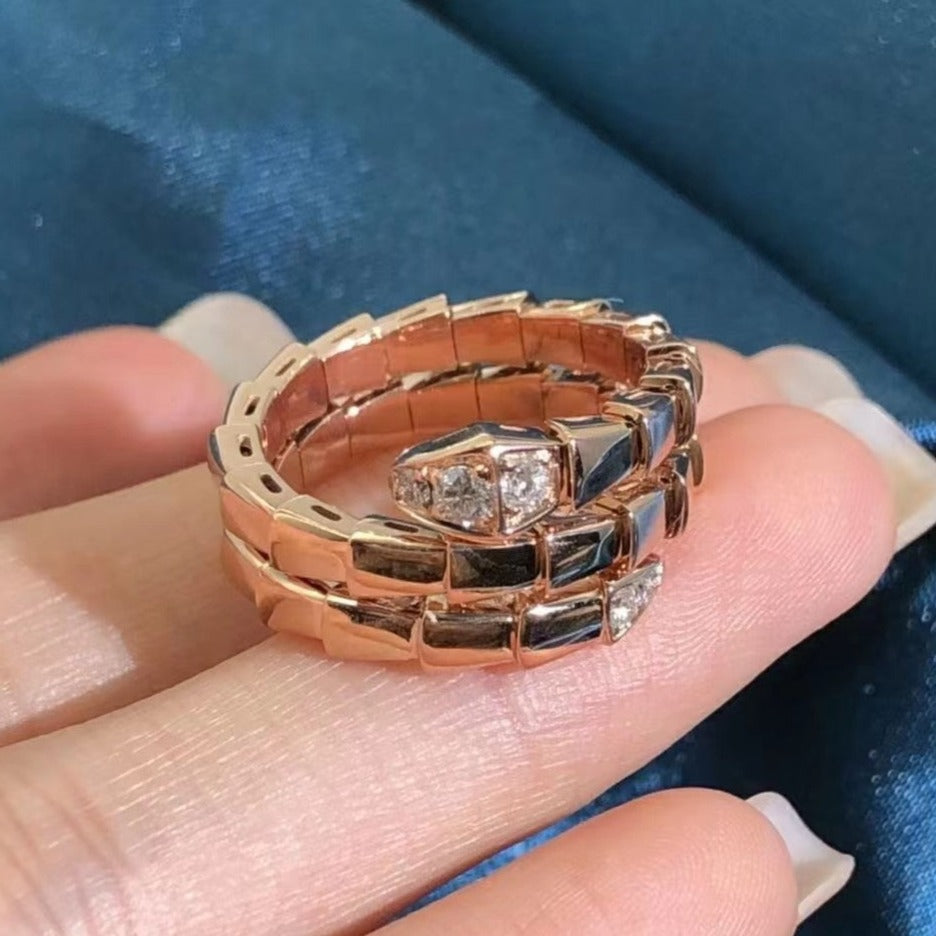 [Love Lucky] Schlangen-Doppel-Ring mit Diamanten