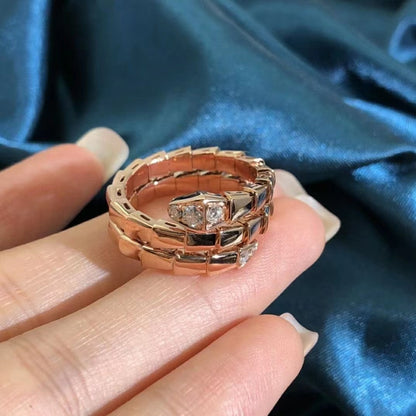 [Love Lucky] Schlangen-Doppel-Ring mit Diamanten