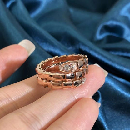 [Love Lucky] Schlangen-Doppel-Ring mit Diamanten