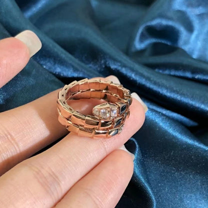 [Love Lucky] Schlangen-Doppel-Ring mit Diamanten