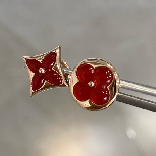 [Love Lucky] Ohrstecker mit Stern und Sonne, Roségold, Karneol