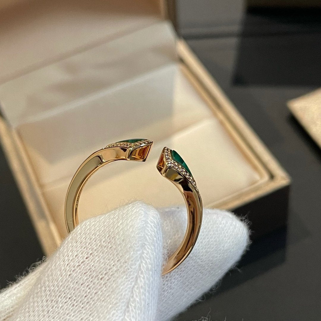 [Love Lucky] DREAM MALACHIT DIAMANT OFFENER RING