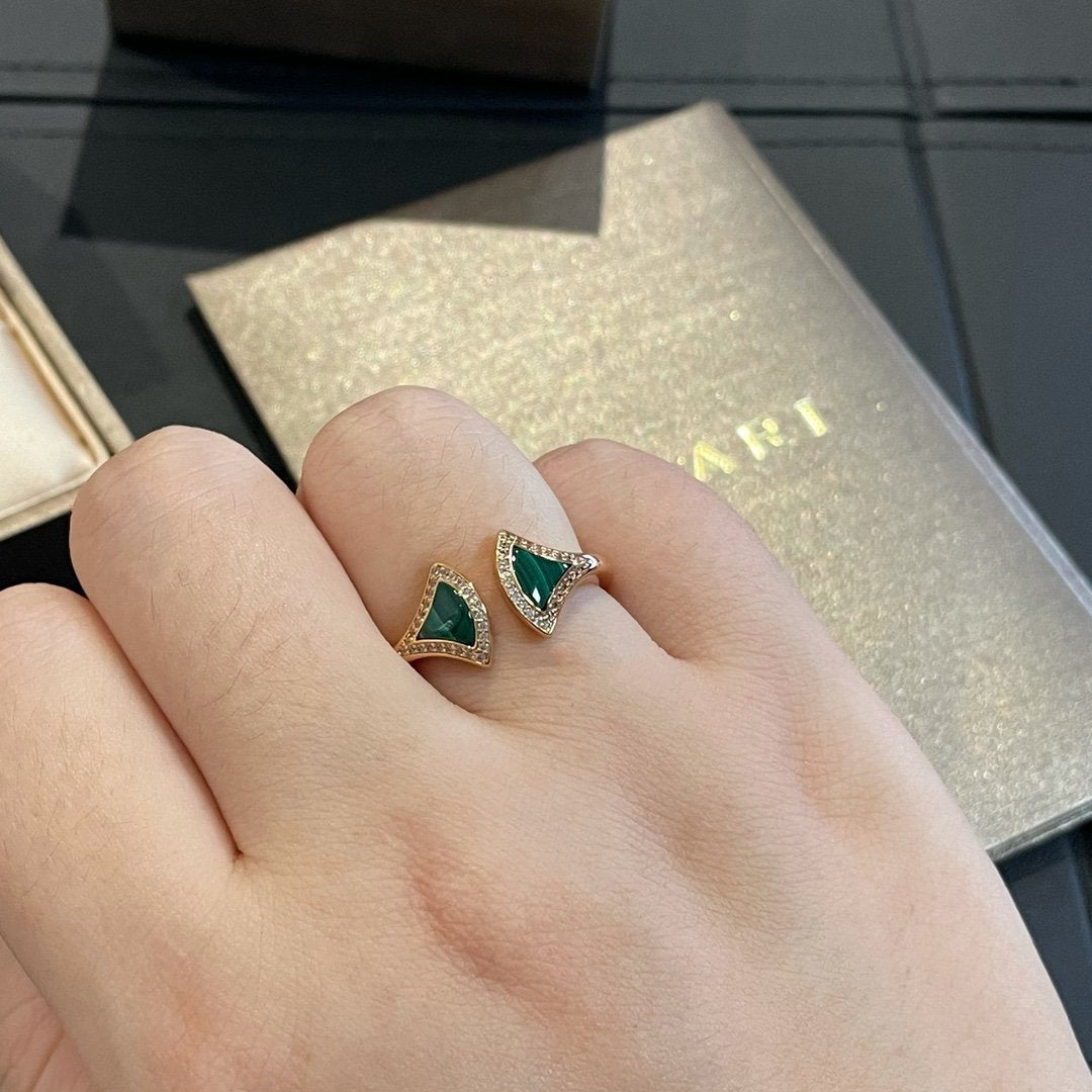 [Love Lucky] DREAM MALACHIT DIAMANT OFFENER RING