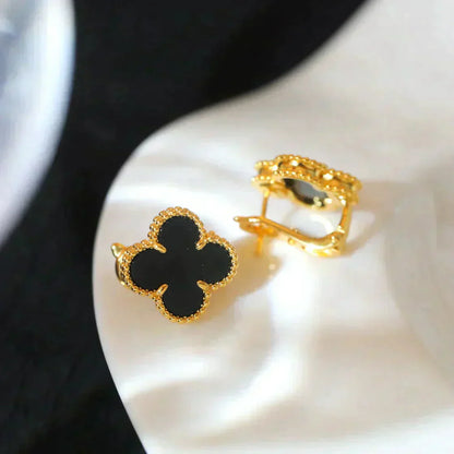 [Love Lucky]CLOVER MEDIUM 1 MOTIVE ONYX OHRSTECKER
