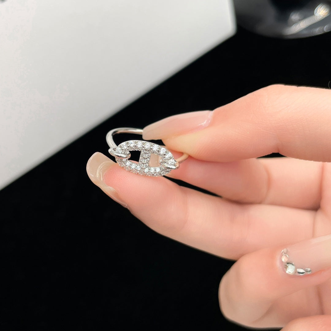 [Love Lucky]Runder kleiner silberner Diamantring
