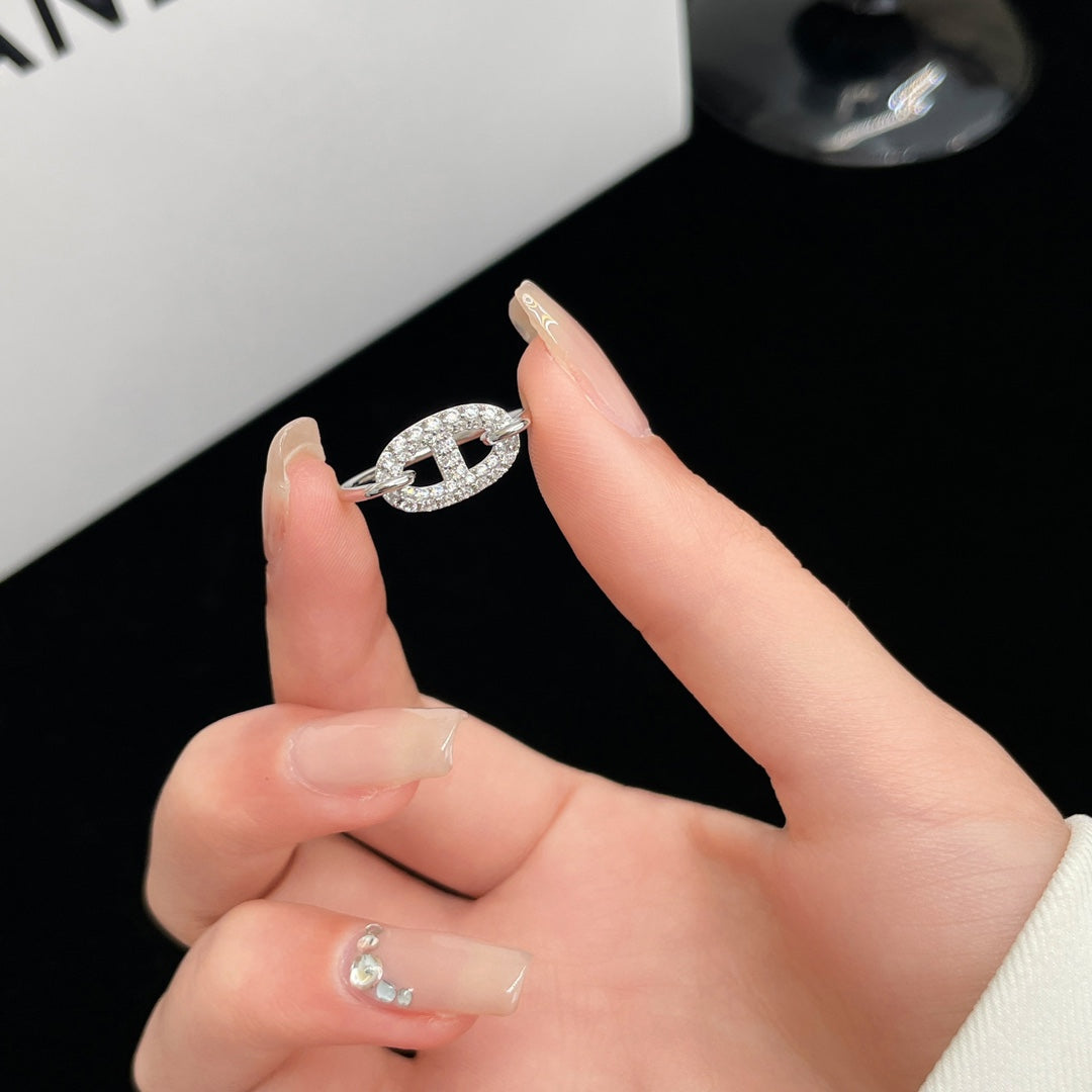 [Love Lucky]Runder kleiner silberner Diamantring