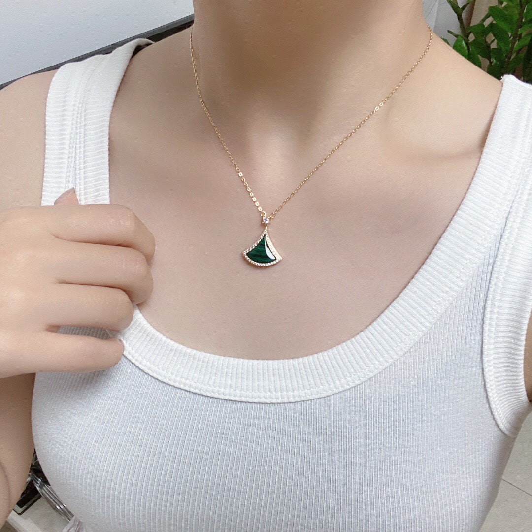 [Love Lucky] DREAM MALACHIT DIAMANT GEPAART ROTGOLD HALSKETTE