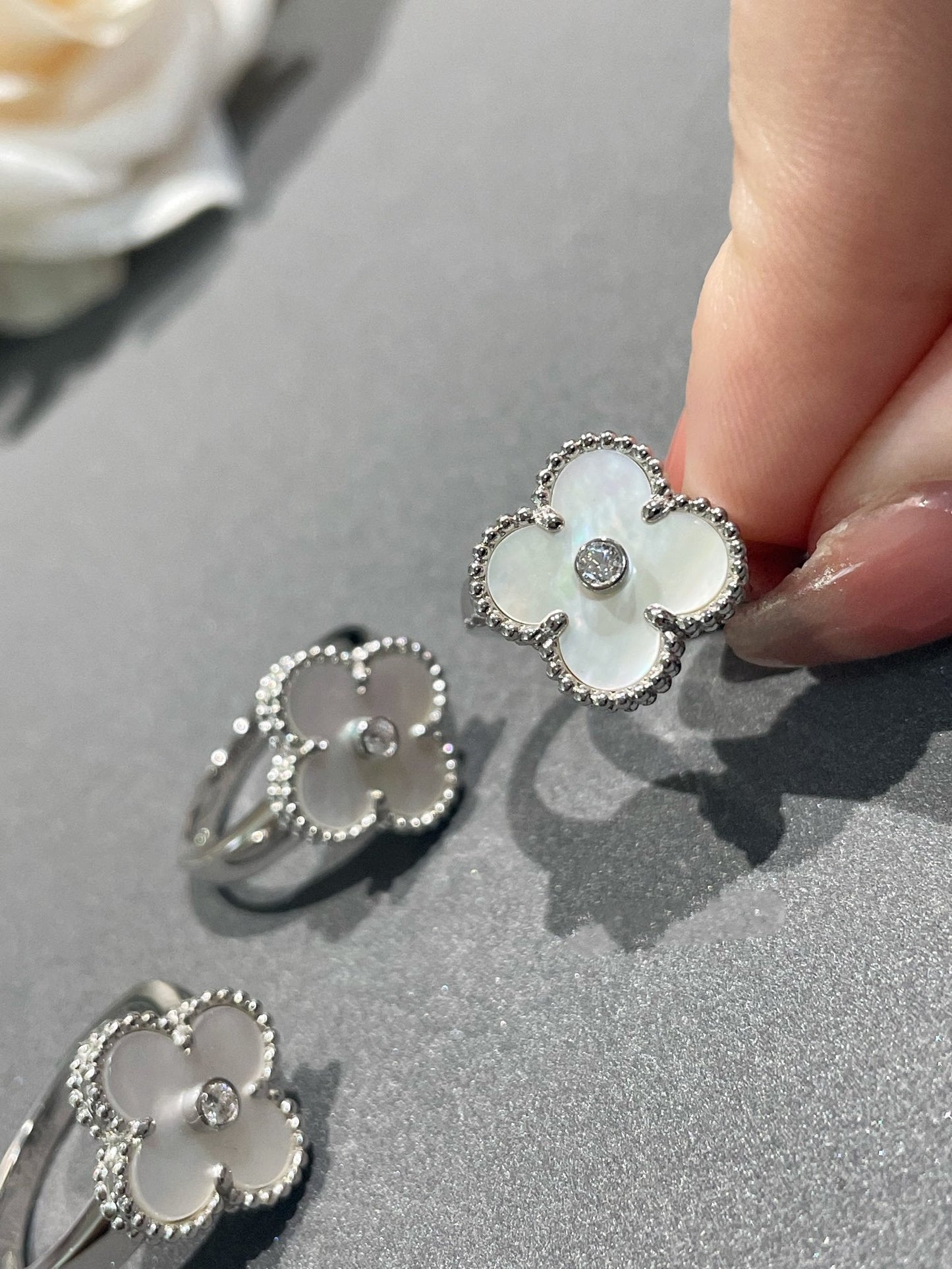 [Love Lucky]CLOVER SILVER MOP DIAMOND RING
