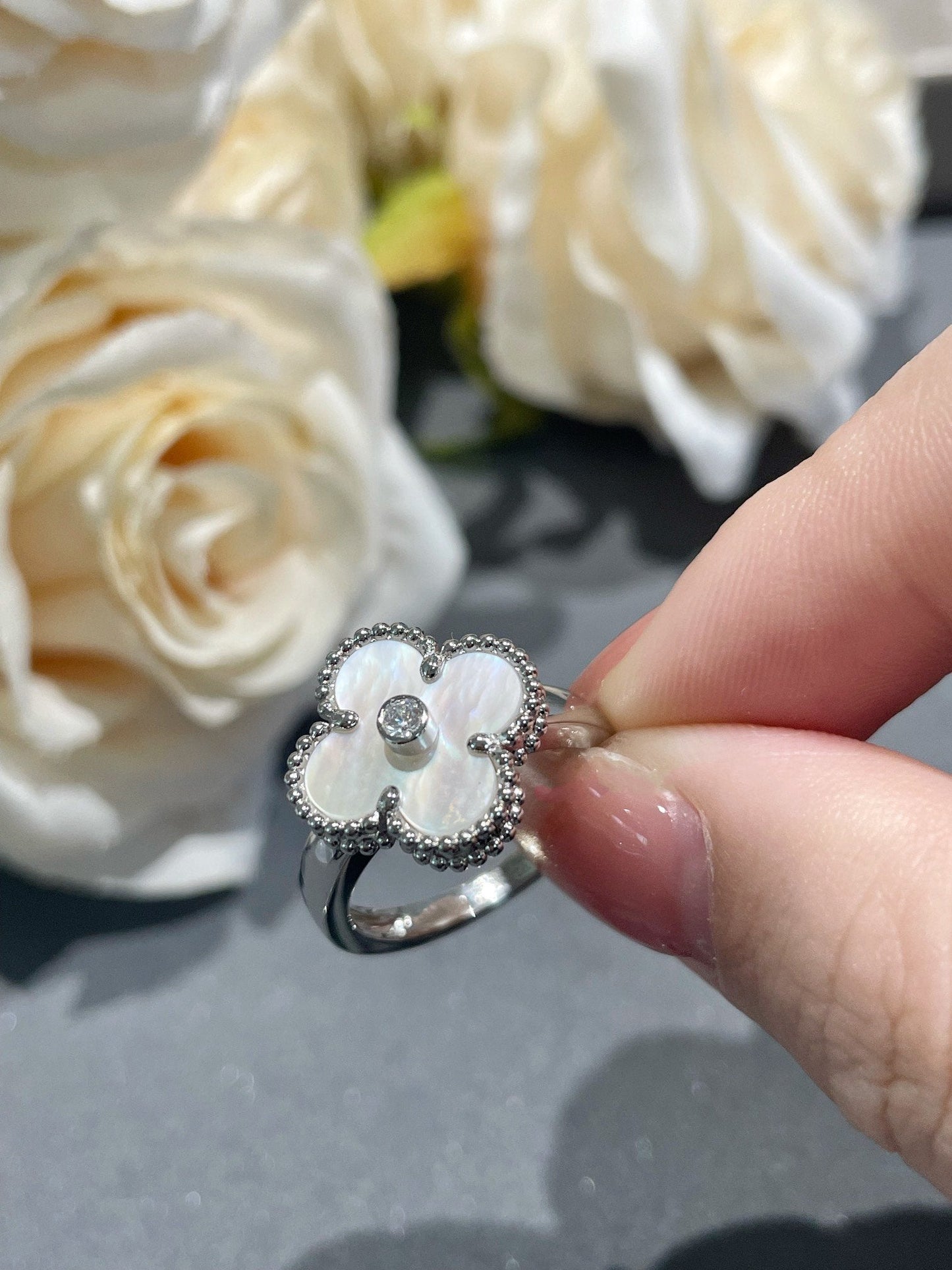 [Love Lucky]CLOVER SILVER MOP DIAMOND RING