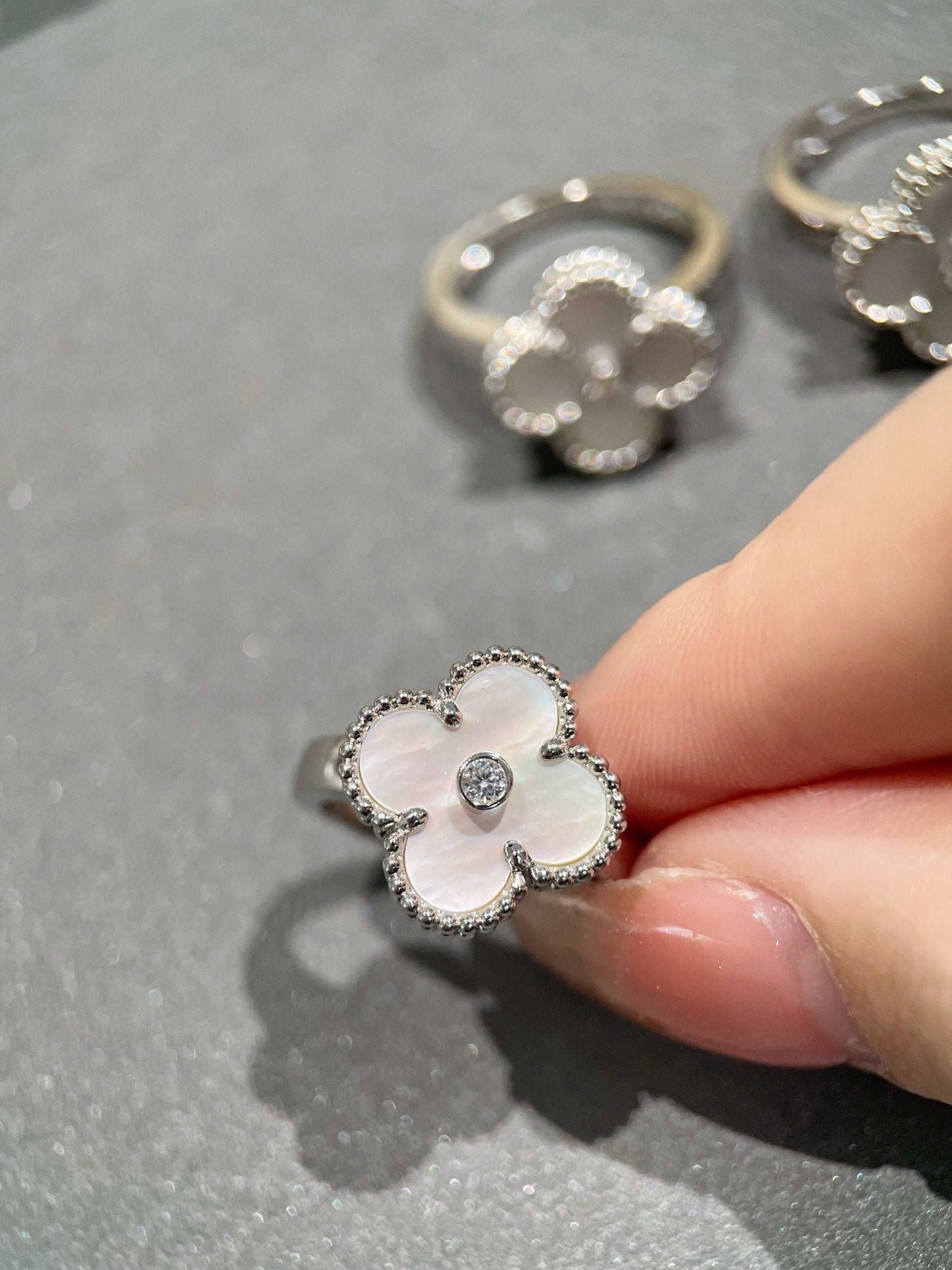 [Love Lucky]CLOVER SILVER MOP DIAMOND RING