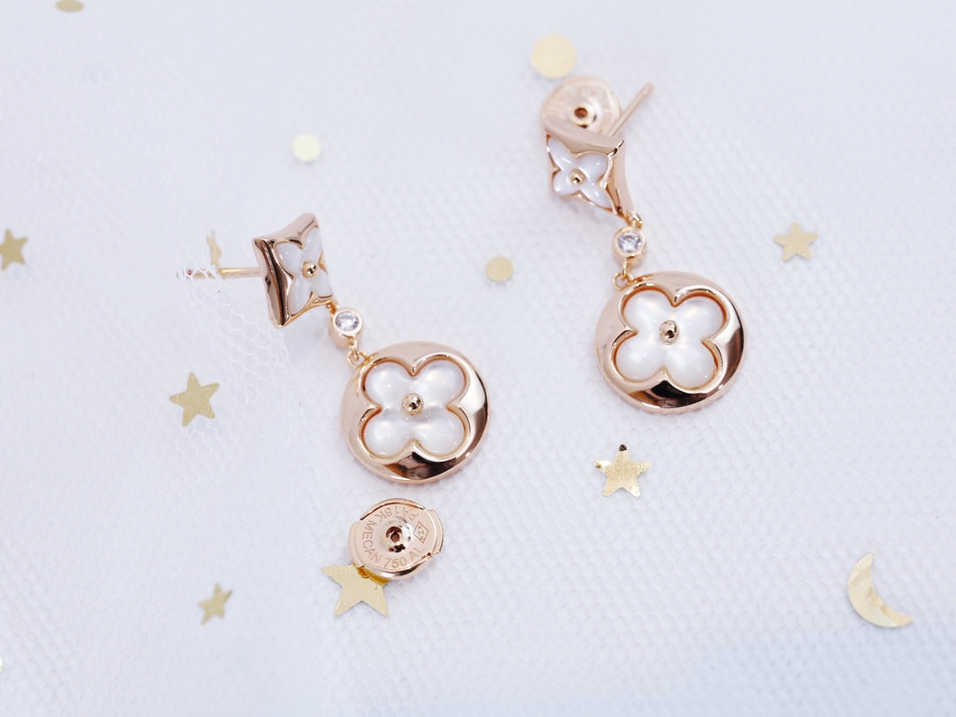 [Love Lucky] Ohrringe mit Stern und Sonne, Roségold, Mops-Anhänger