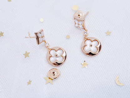 [Love Lucky] Ohrringe mit Stern und Sonne, Roségold, Mops-Anhänger