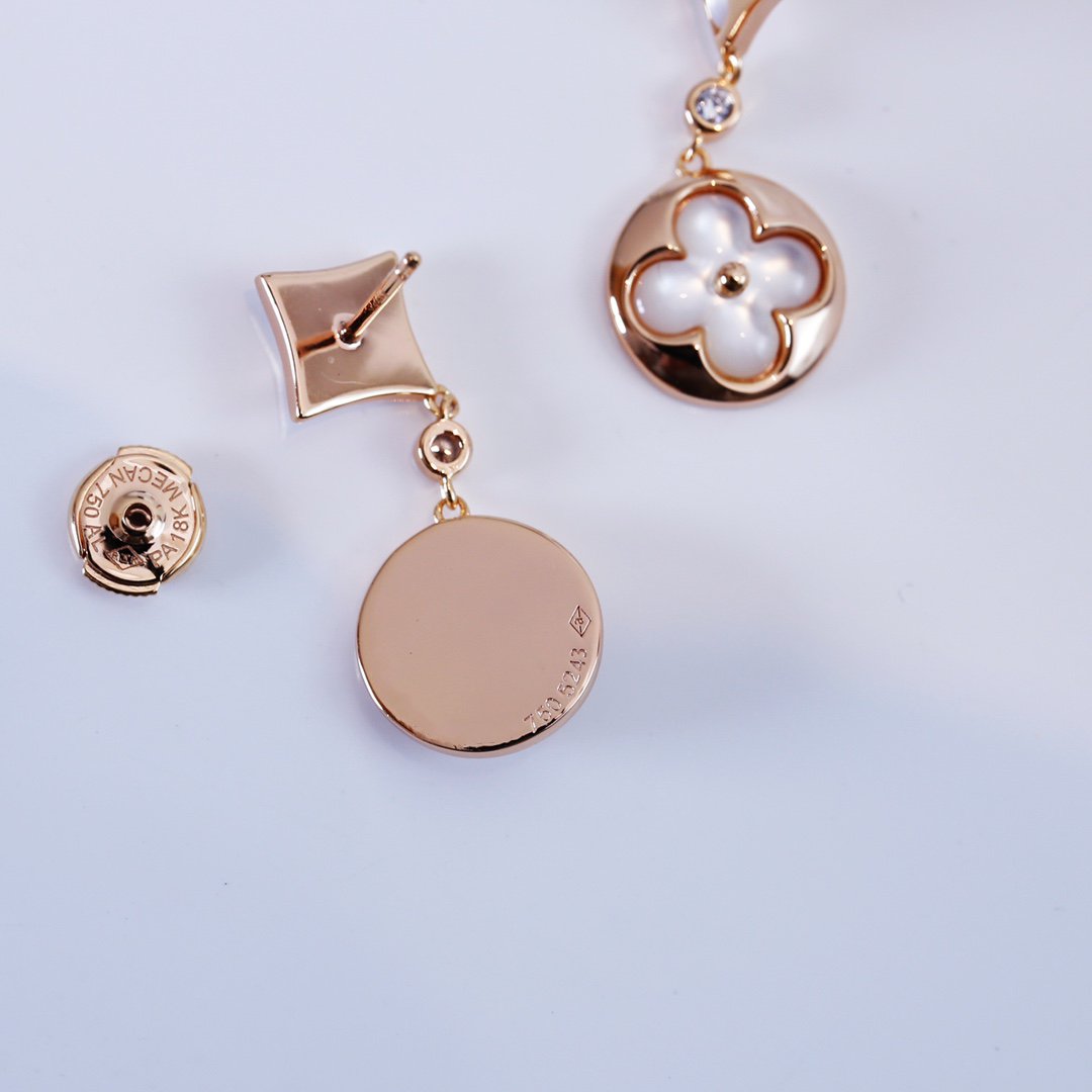 [Love Lucky] Ohrringe mit Stern und Sonne, Roségold, Mops-Anhänger