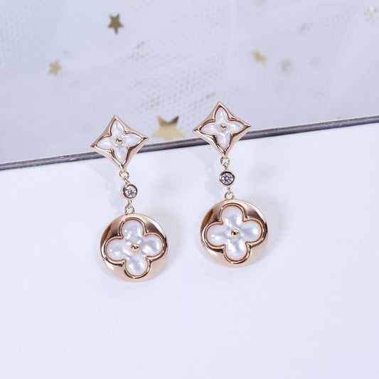 [Love Lucky] Ohrringe mit Stern und Sonne, Roségold, Mops-Anhänger