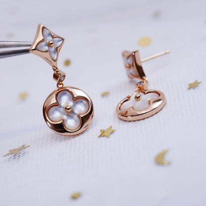 [Love Lucky] Ohrringe mit Stern und Sonne, Roségold, Mops-Anhänger