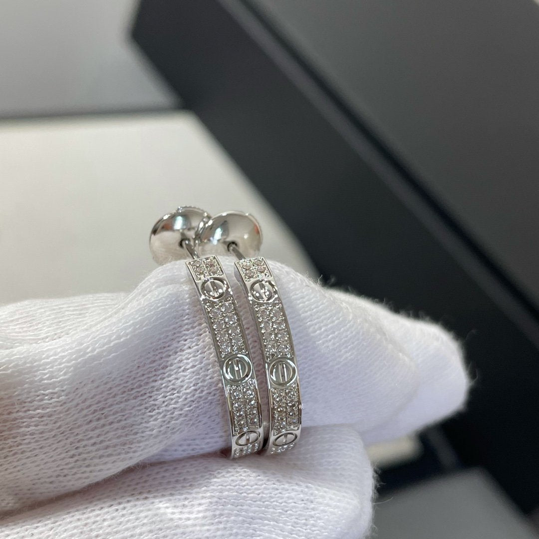 [Love Lucky]Liebe Diamant Silber Creolen