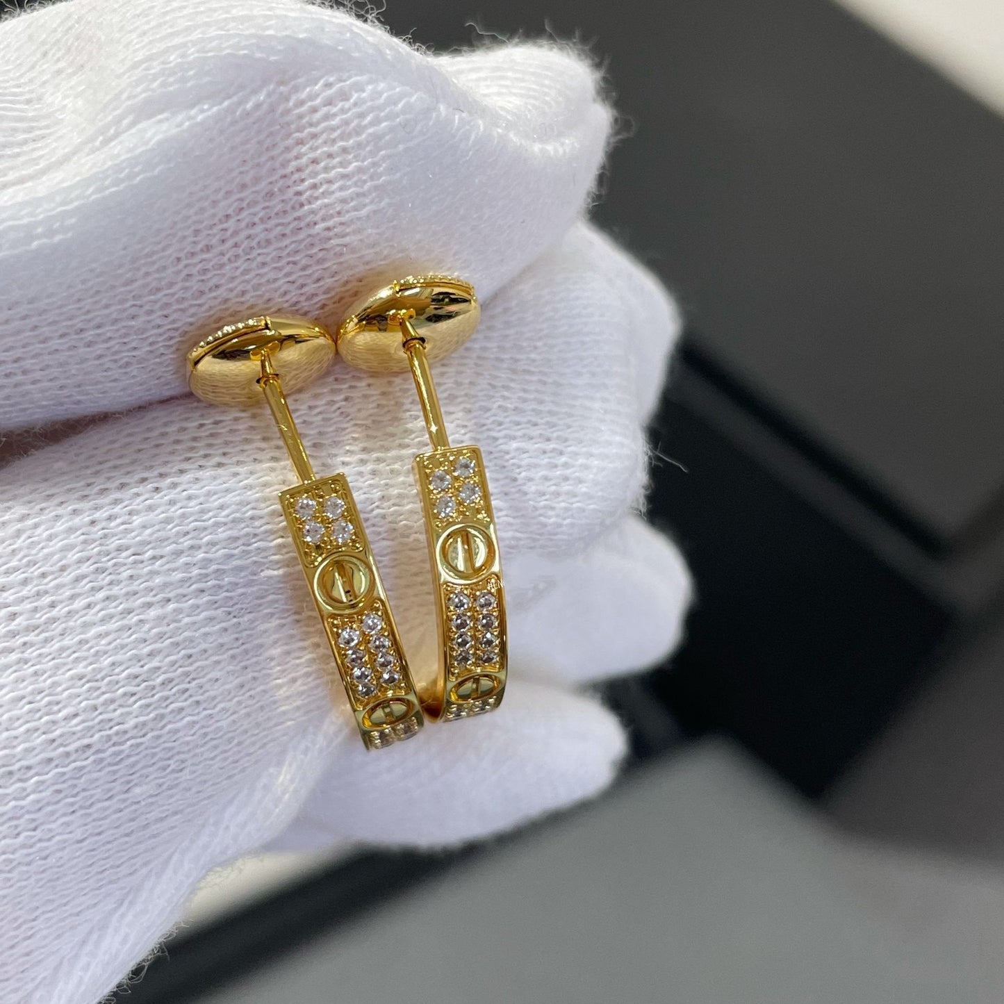 [Love Lucky] LIEBE DIAMANT GOLD HOOP OHRRINGE