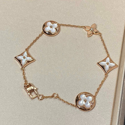 [Love Lucky] Armband mit Stern- und Sonnenmotiv, 5 Mops-Motive, Roségold