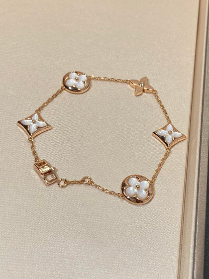 [Love Lucky] Armband mit Stern- und Sonnenmotiv, 5 Mops-Motive, Roségold